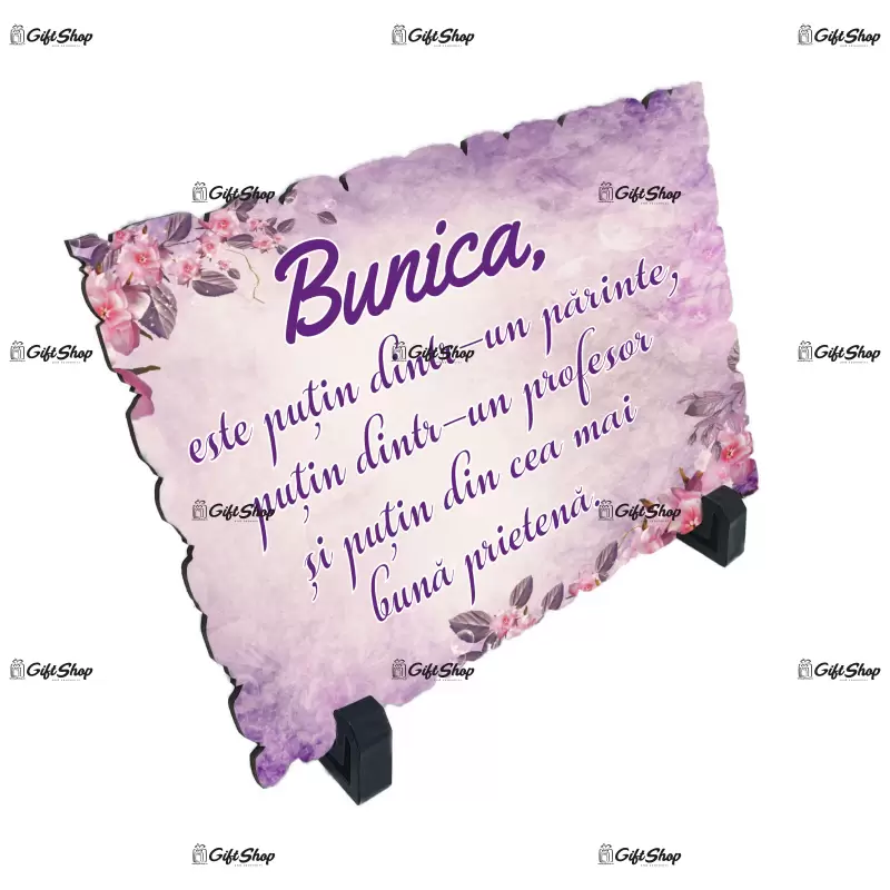 Bunica este putin dintr-un parinte  putin ... , placheta cu mesaj, model a